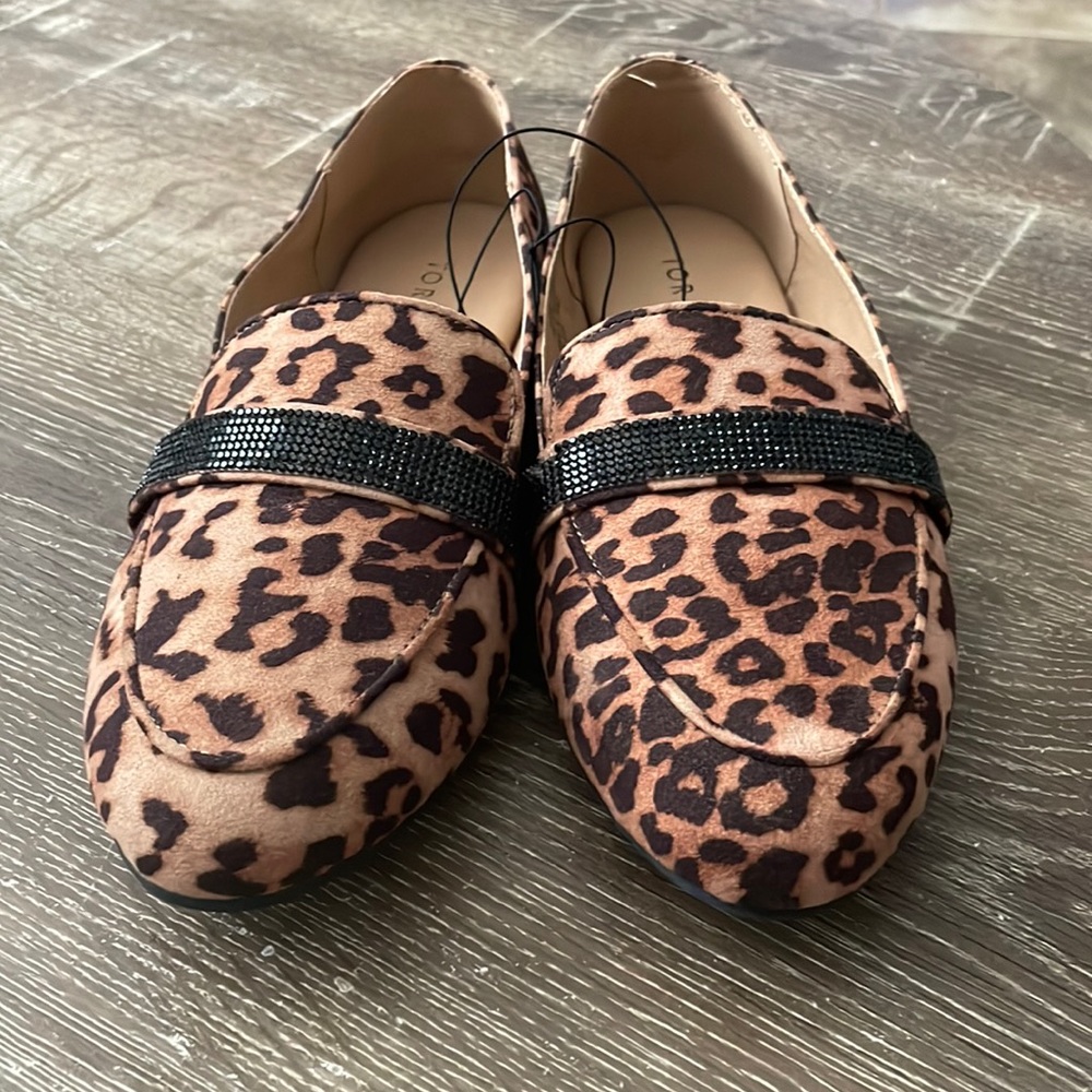 Leopard Faux Suede Embellished Band Loafer
